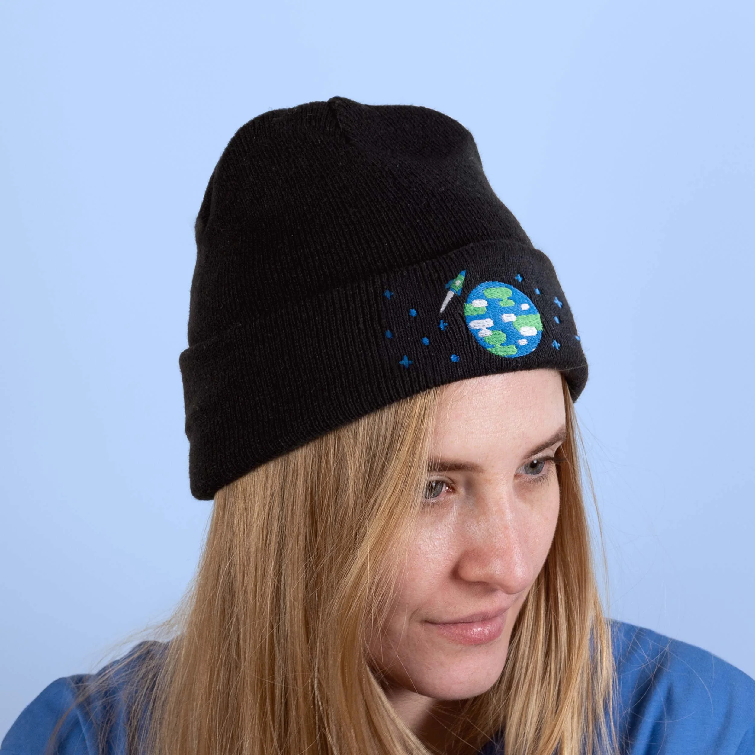 Embroidered Earth Beanie - Image 3